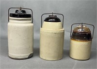 Three Stoneware Canning Jars