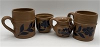 Set 4 Williamsburg Pottery -Mugs-Vase-Bowl