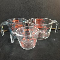 3 Pyrex Measuring Cups 4, 2, & 1
