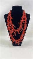 1960’s Branchy Red Coral Sterling Bead Necklace