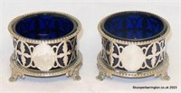 A Pair of Antique Silver Plated Pierced Salts