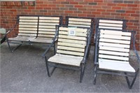Four Patio Chairs & One Double Bench