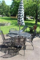 Patio Table, Four Chairs w/ Umbrella