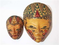 Two Hand Painted Coconut Mask Wall