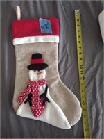 Large Very Soft Christmas Stocking With Snowman