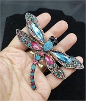 Large Multi Color  Dragonfly Brooch Pin