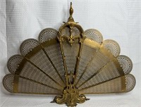 Vintage French Solid Brass Peacock Fan Fire