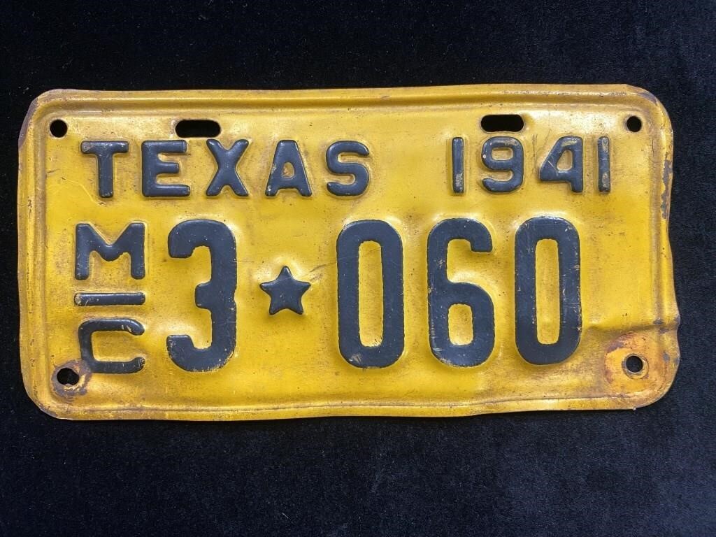 1941 Texas Motorcycle License Plate