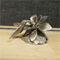 Pewter Humming Bird With Flower