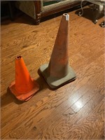 4 orange road safety cones