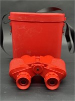 Non-Prismatic Red Binoculars in Red Carry Case,