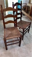 (2) woven seat wood chairs, similar styles but