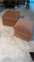 Pair of matching upholstered ottomans 15x15x12