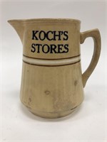 Red Wing Yellow Ware Advertising Pitcher Koch's