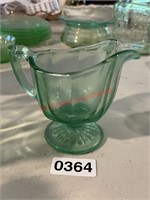 Green Depression Glass Vintage Creamer Pitcher