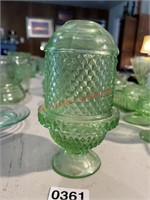 1930's Depression Green Glass Fairy Lamp (living