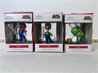Hallmark Ornaments, Mario, Luigi, Yoshi