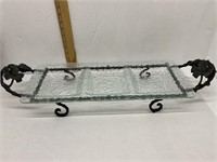 Beautiful Glass and Metal Serving Dish
