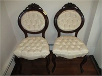 (2) Walnut Rose Back Chairs