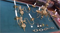 BRASS CHANDELIER & FREDERICK COOPER SCONCES