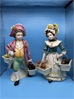 2 Vintage Large Ceramic Figurines- Boy Has Repairs