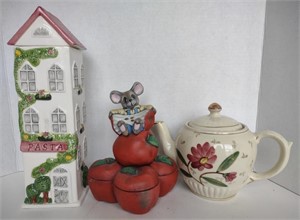 Vtg. 1987 Ceramic Apple Mouse Candy Dish (8"