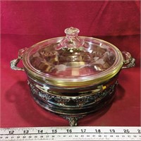 Glass Pyrex Cooking Pot & Holder (Vintage)