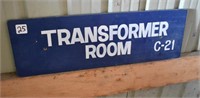 Wooden Transformer Room Sign, 24" x 7"