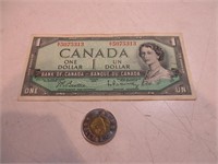 Billet de $1 canadien 1954 n.serie 5075313