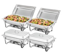 4 Pack 8 Qt Stainless Chafing Dish Buffet Set