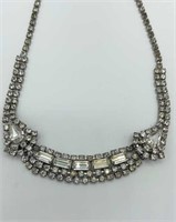 Fancy Vintage Clear RHINESTONE  14” Necklace