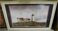 Lighthouse print matted and framed, 23 x 15 -