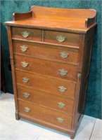 Oak quarter sawn high boy, seven drawers