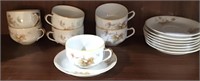 HAVILAND FALL LEAVES FINE CHINA 7 CUPS 8 SAUCERS