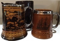 3 ASSORTED POTTERY MUGS