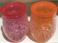 2 INSULATED DRINK CUPS PINK ORANGE