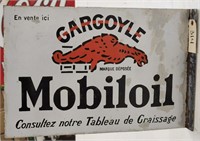 "Mobiloil" Porcelain Double-Sided Flange Sign