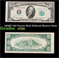 1950C $10 Green Seal Federal Reseve Note Grades vf