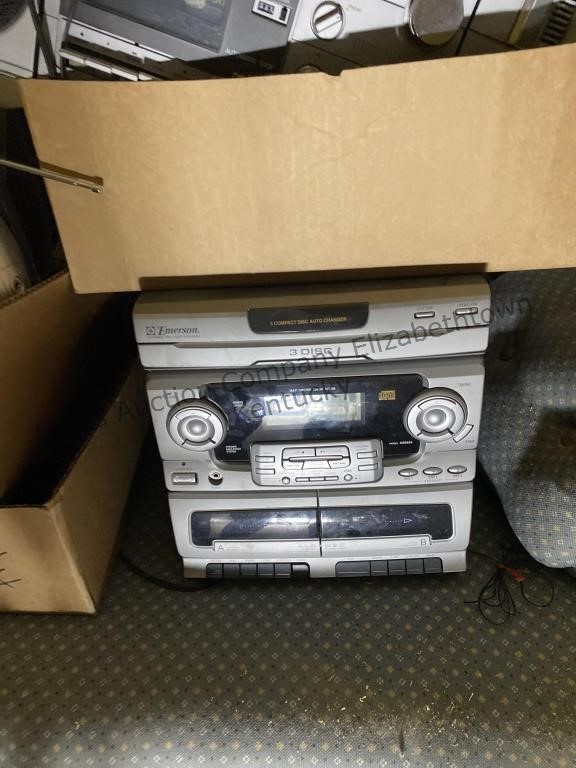 Group of electronics. CD PLAYER, speakers, radio
