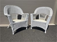 Wooden Wicker Arm Chairs
