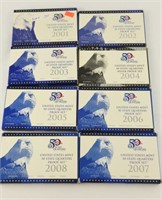 (8) US Mint 50 state quarters proof set to