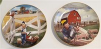 Pair Little Farmhands Decorator Plates