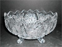 Pressed Glass Dish with Applied Snail Feet