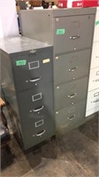 Three and four drawer grey file cabinets