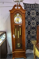 Tempis Fugit Oak Grandfather Clock with Pendulem,