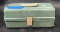 Tackle box with a large assortment of fishing rod