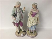 Pair of 17" Victorian Figures, 1 is Repaired