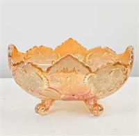 Carnival Glass Jeanette Marigold Footed Oval Dish