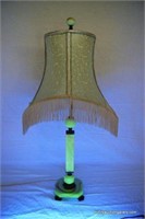 Antique Art Deco Jadeite Vaseline Glass Table Lamp