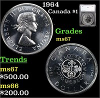 1964 Canada Dollar $1 Grades ms67 By SEGS